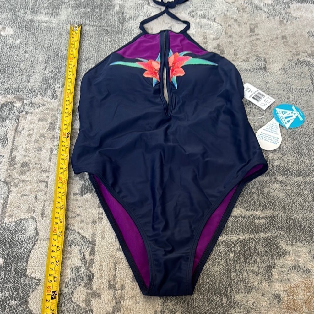 Navy Floral One-Piece Swimsuit - Picture 7 of 11